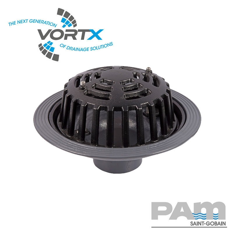 Cast Iron Rainwater Roof Outlet Vertical Spigot with Dome Grate - 110mm