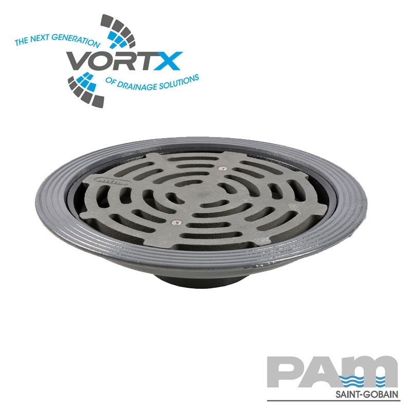 Cast Iron Rainwater Outlet Vertical Thread with Flat Grating - 160mm