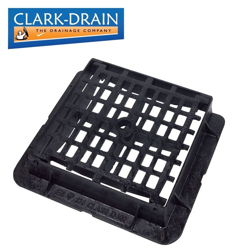 Hinged Kerbside Gully Grid Cover 452L x 452W x 100H Cast Iron - D400