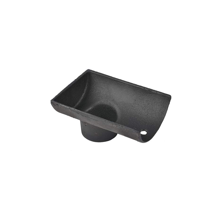 Pam Building Products Black Pam Building Classical Cast Iron Half Round Internal 100Mm End Outlet - 150Mm
