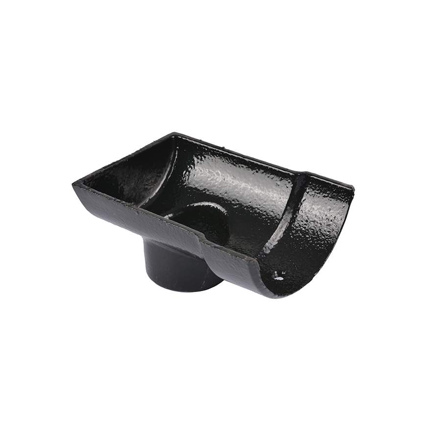 Pam Building Products Black Pam Building Classical Plus Cast Iron Half Round External 65Mm End Outlet - 115Mm