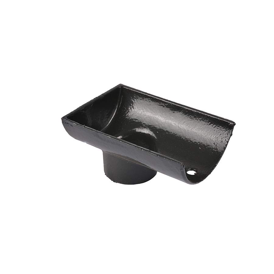 Pam Building Products Black Pam Building Classical Plus Cast Iron Half Round Internal 75Mm End Outlet - 150Mm