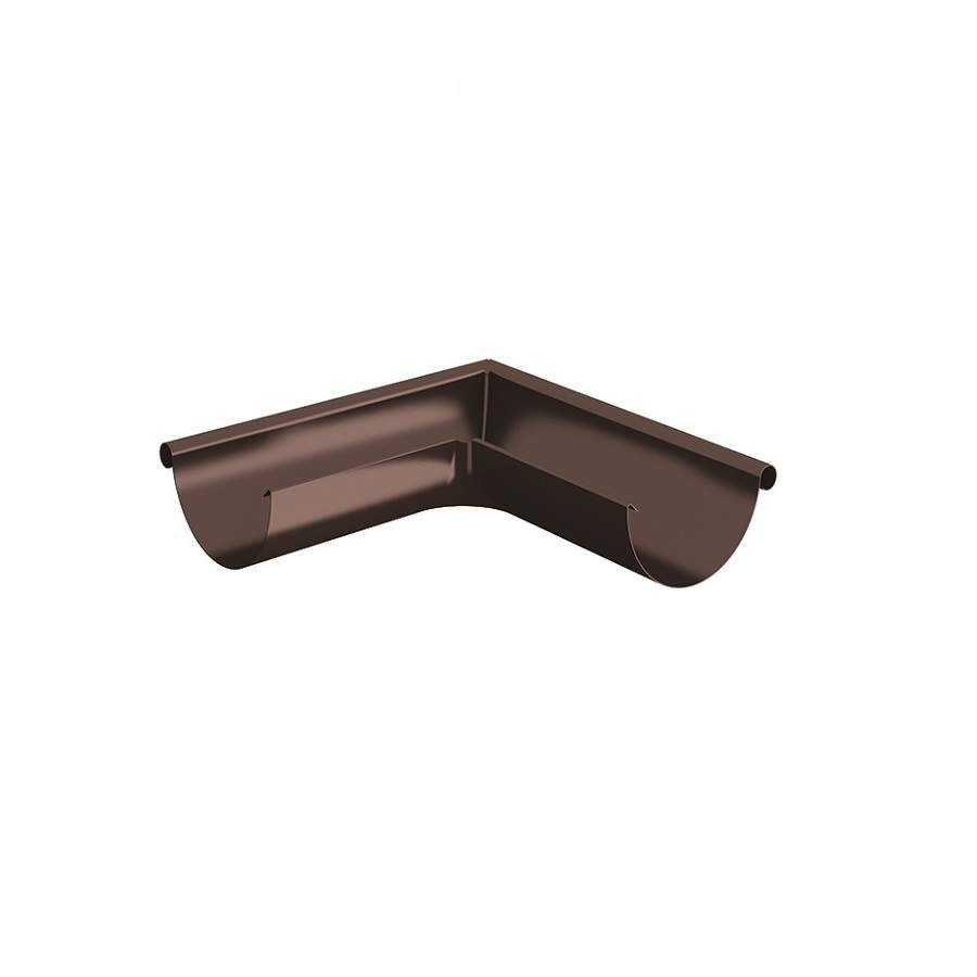 Lindab Coffee Brown 100Mm Half Round 90Dg External Gutter Corner - Galvanised Steel