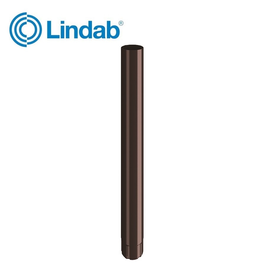Lindab Steel Guttering Round Downpipe 87mm x 3m Painted Coffee Brown