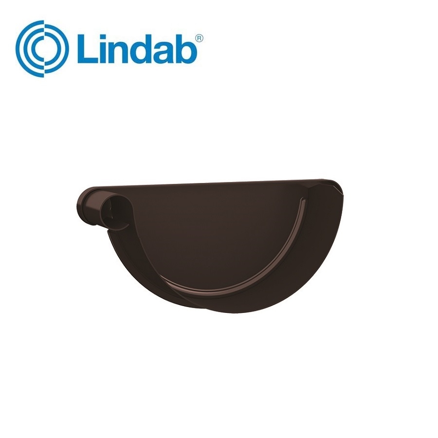 Lindab Half Round Left Handed Stop End 190mm - Painted Coffee Brown