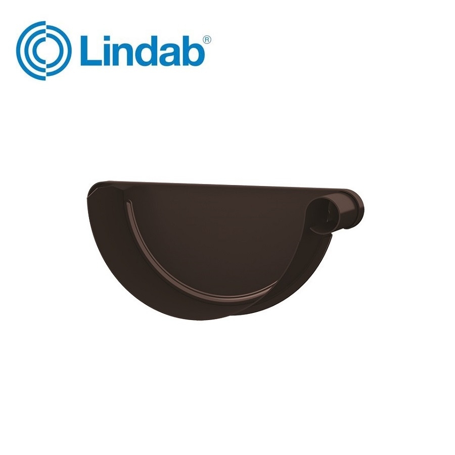 Lindab Half Round Right Handed Stop End 190mm - Painted Coffee Brown