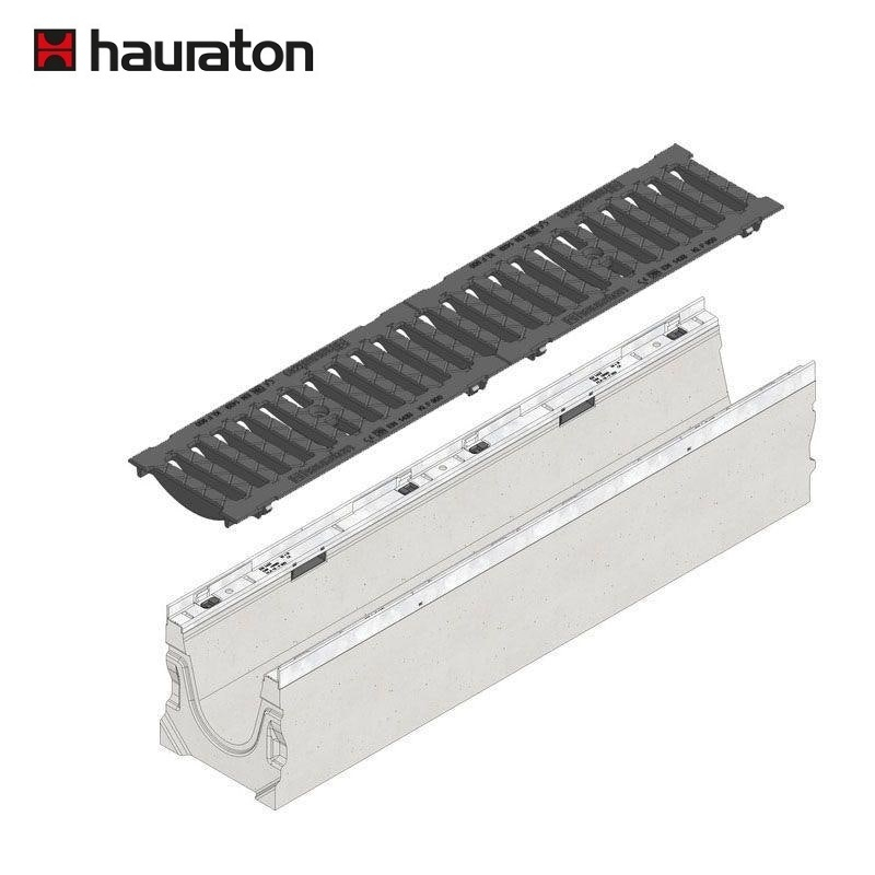 Hauraton Faserfix KS150 Channel Drain & F900 Ductile Iron Slotted Grate - 1000mm