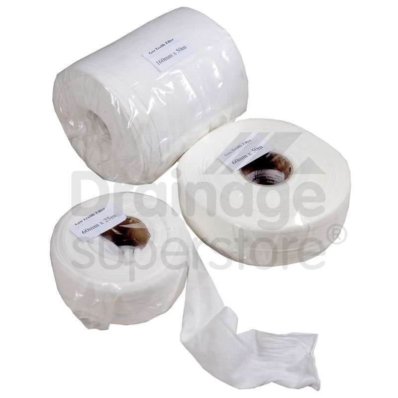 Land Drain Pipe Filter Sock Geotextile 50mm - 50m