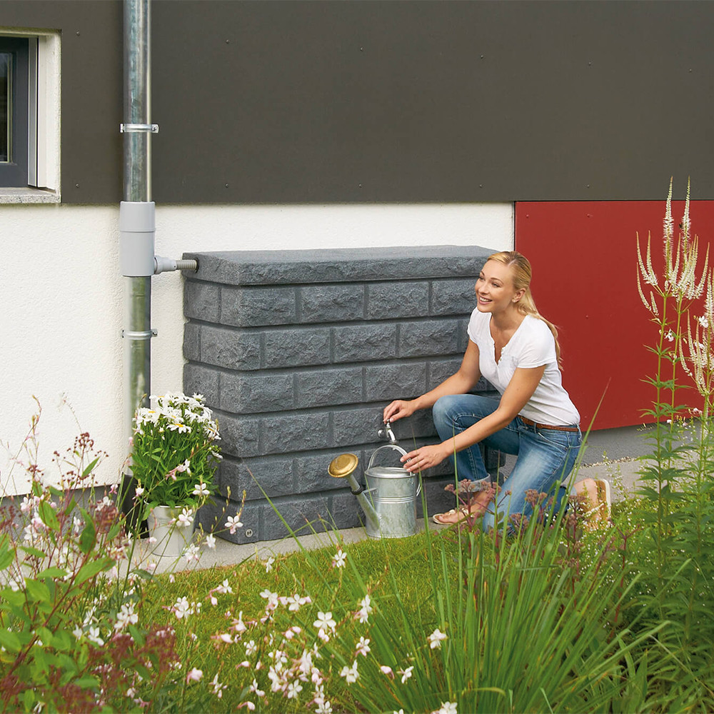 Garantia Rocky Garden Wall Rainwater Collector Storage Tank 400L Water Butt - Dark Granite