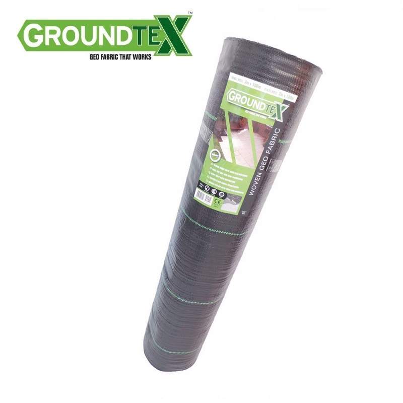 Groundtex Black Woven Geotextile Weed Barrier & Ground Stabiliser Folded - 2000Mm X 100M Fabric