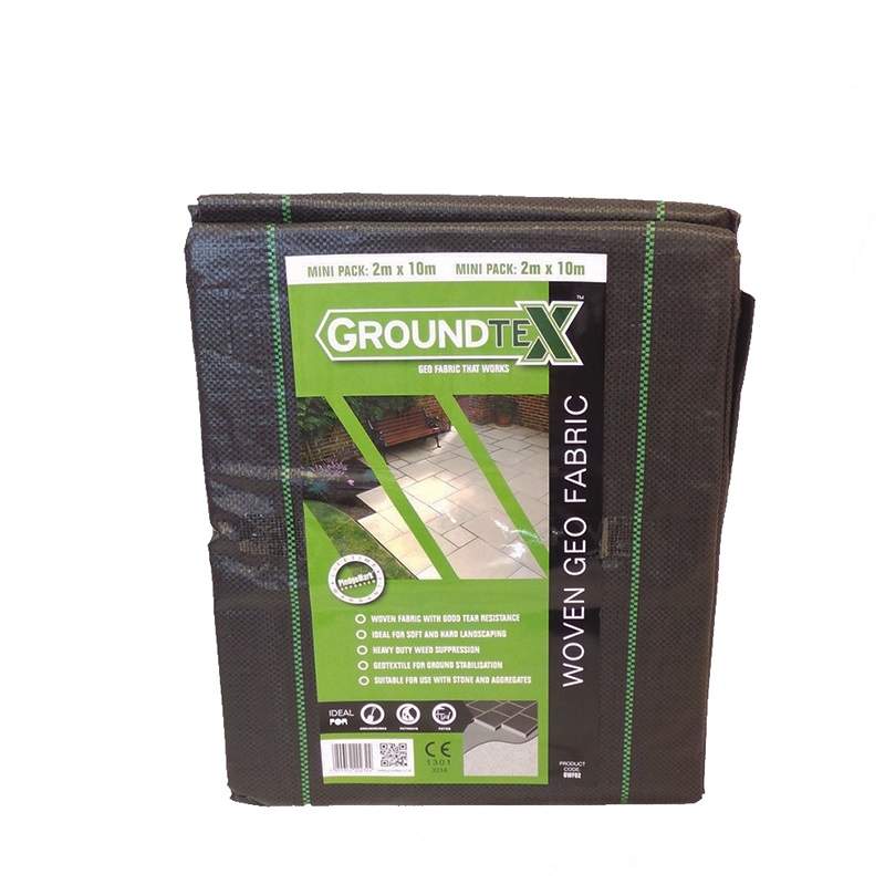 Groundtex Black Woven Geotextile Weed Barrier & Ground Stabiliser - 2000Mm X 10M Fabric