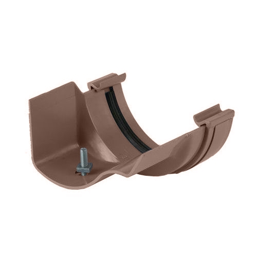 Plastic Guttering Half Round Style to Ogee CI Adaptor LH 112mm - Brown