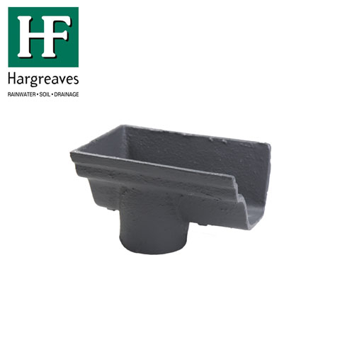 Cast Iron Notts OG Guttering Dropend Internal Outlet 115x65mm - Primed