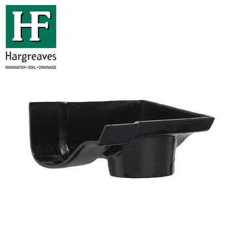Cast Iron OG Guttering Dropend External 115x75mm Outlet - Black Finish