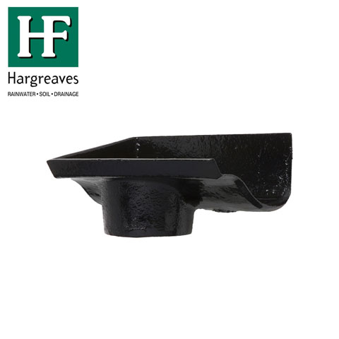 Cast Iron OG Guttering Dropend Internal 125x65mm Outlet - Black Finish