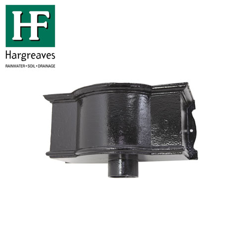 Cast Iron Hopper Head H100 65mm Outlet 490mm x 240mm x 210mm - Black