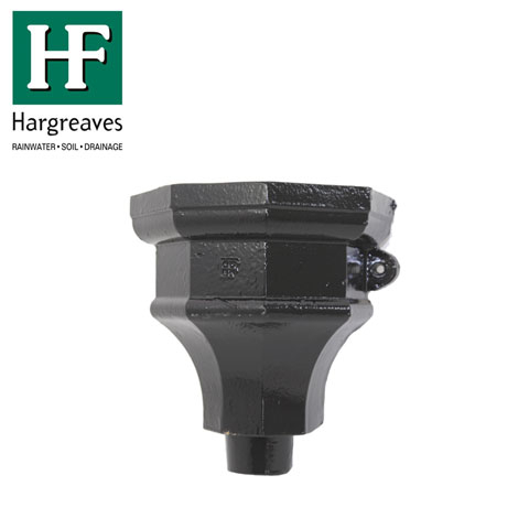 Cast Iron Hopper Head H2 75mm Outlet 325mm x 200mm x 290mm - Black