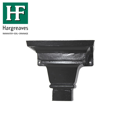 Cast Iron Hopper Head H58 75mm Outlet 350mm x 203mm x 203mm - Black