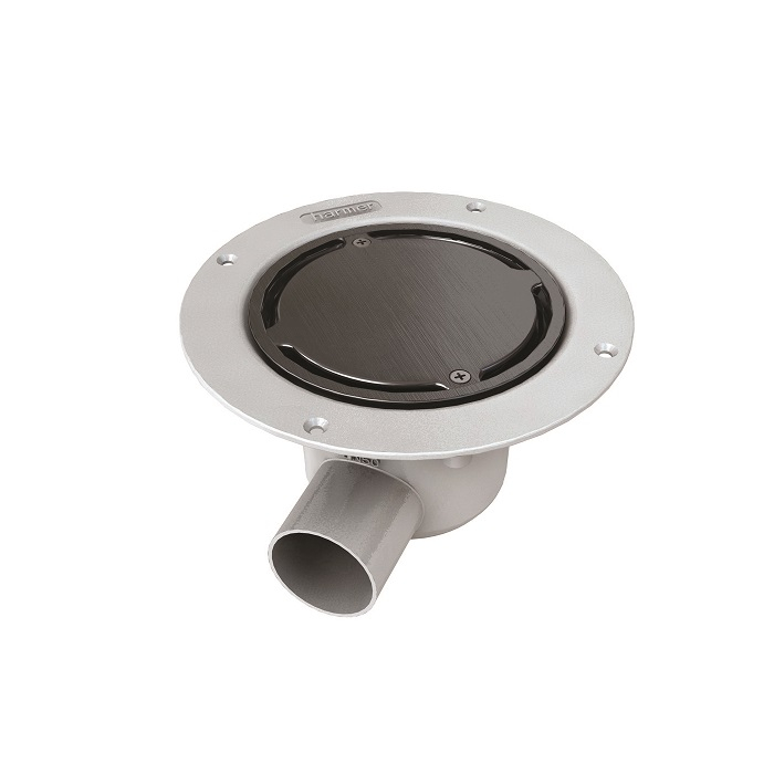 Harmer Aluminium Horizontal Drain with Stainless Steel Clamp & Plain Cap - Sheet Floor