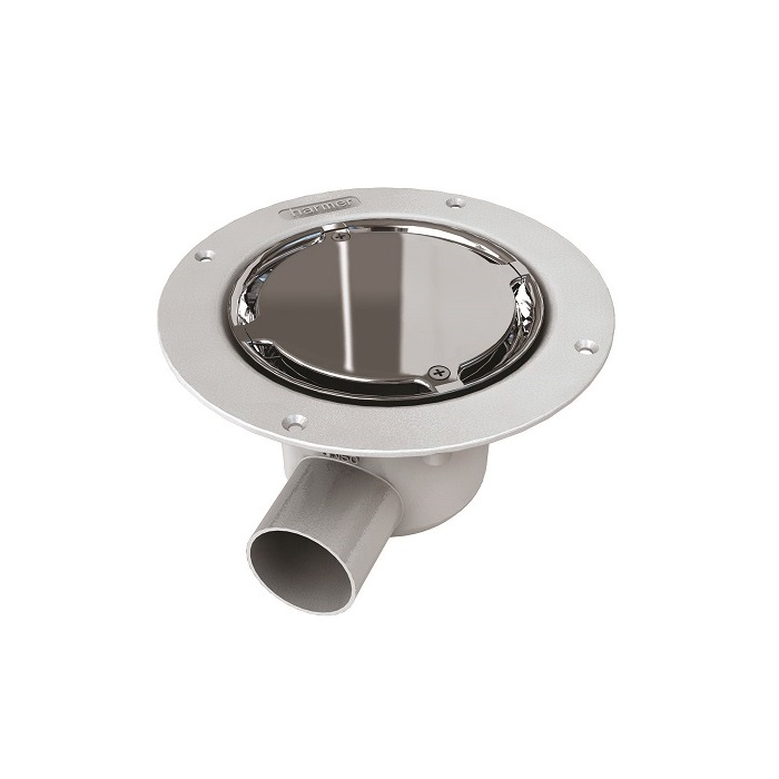 Harmer Aluminium Horizontal Drain Mirror Clamp & Plain Cap - Sheet Floor