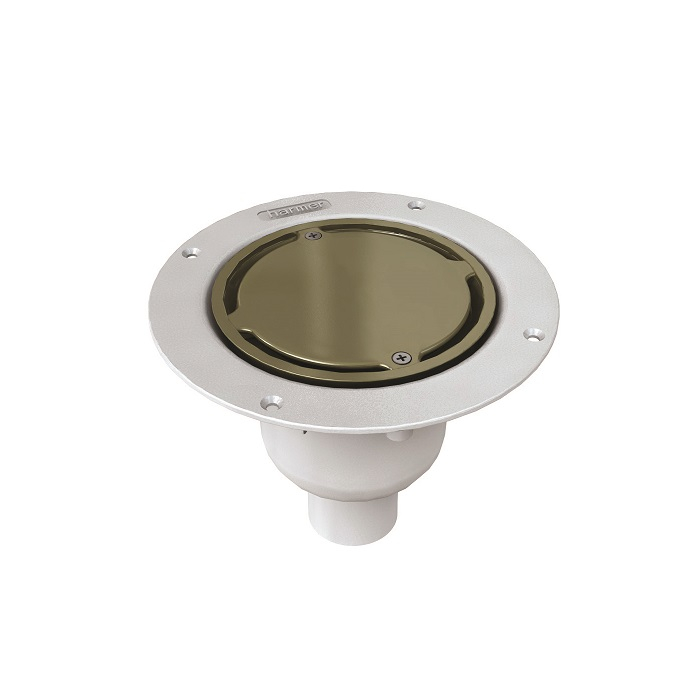 Harmer Aluminium Vertical Drain Nickel Clamp & Plain Cap - Sheet Floor