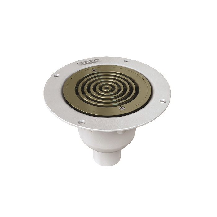Harmer Aluminium Vertical Drain Nickel Clamp & Ring Grate - Sheet Floor