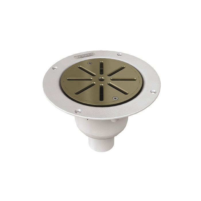 Harmer Aluminium Vertical Drain Nickel Clamp & Star Grate - Sheet Floor