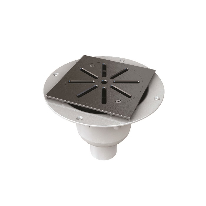 Harmer Alu. Vertical Drain Stainless Steel Clamp & Star Grate - Tile Floor 150x150mm