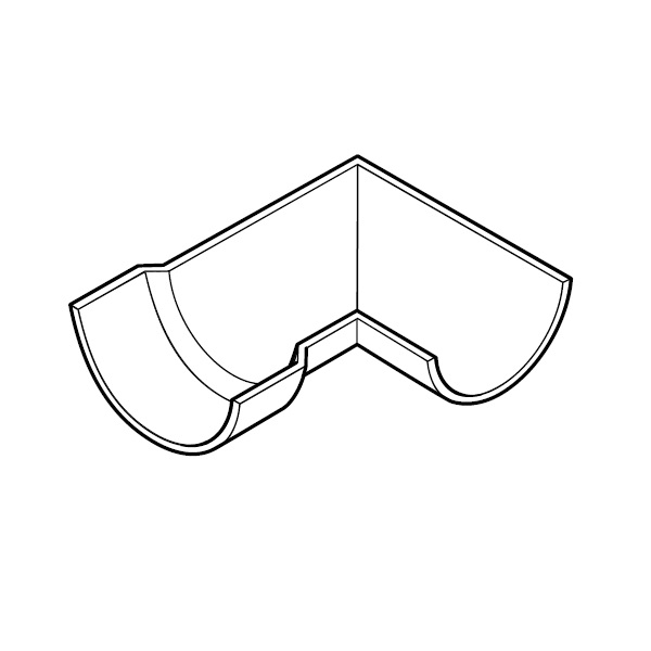 Cast Aluminium Guttering Half Round Int 90dg Angle 100mm - Anthracite