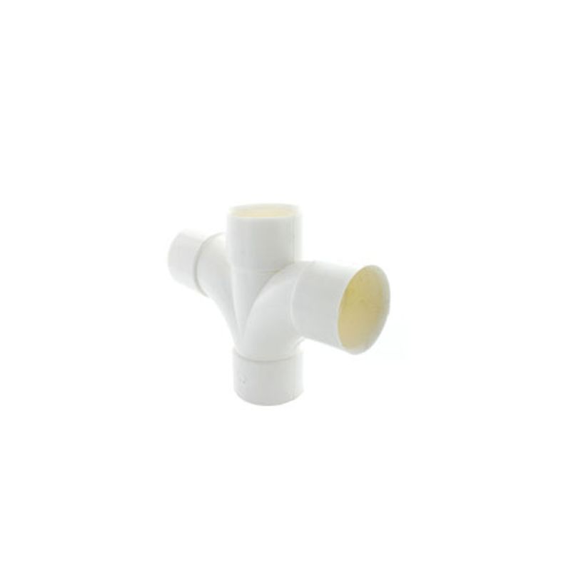 Hunter 50mm Solvent Plastic Waste Pipe 92.5dg Cross White Drainage