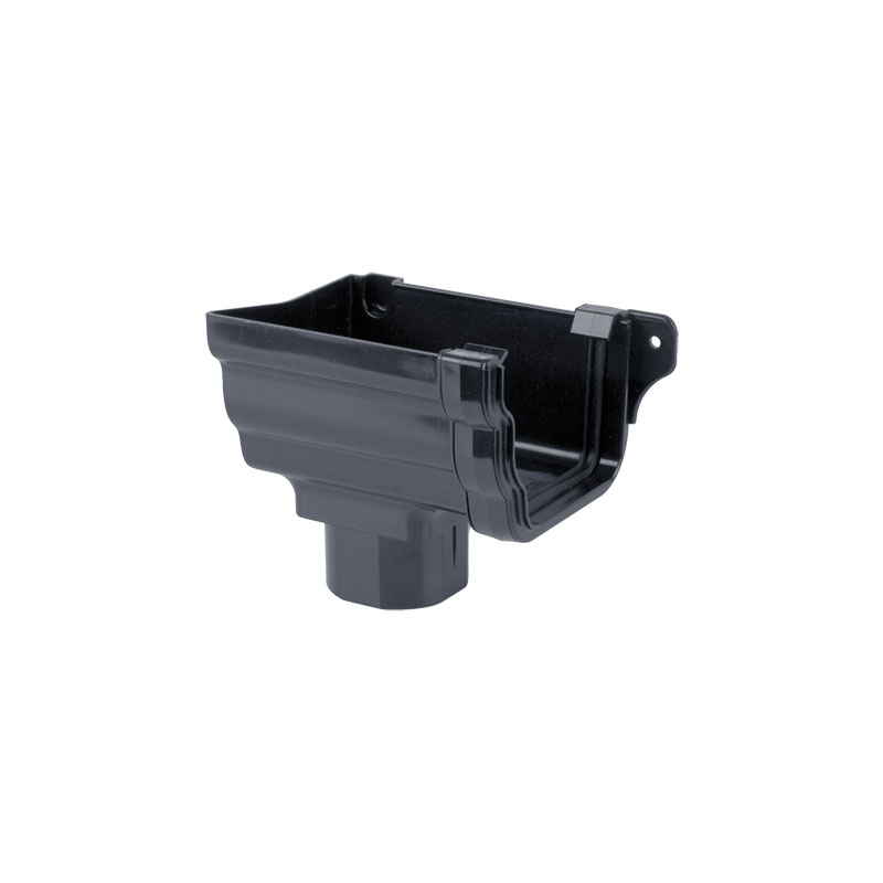 Plastic Guttering Ogee Prostyle Stop End Outlet LH 106mm - Anthracite