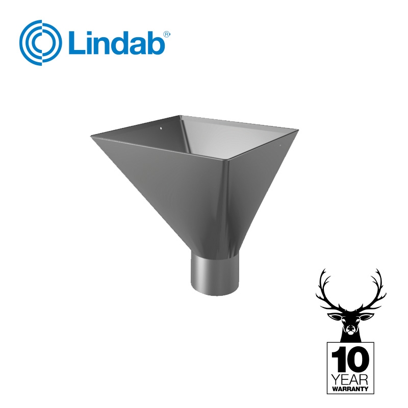 Galvanised Steel Downpipe Large Square Hopper 100mm - Lindab Magestic
