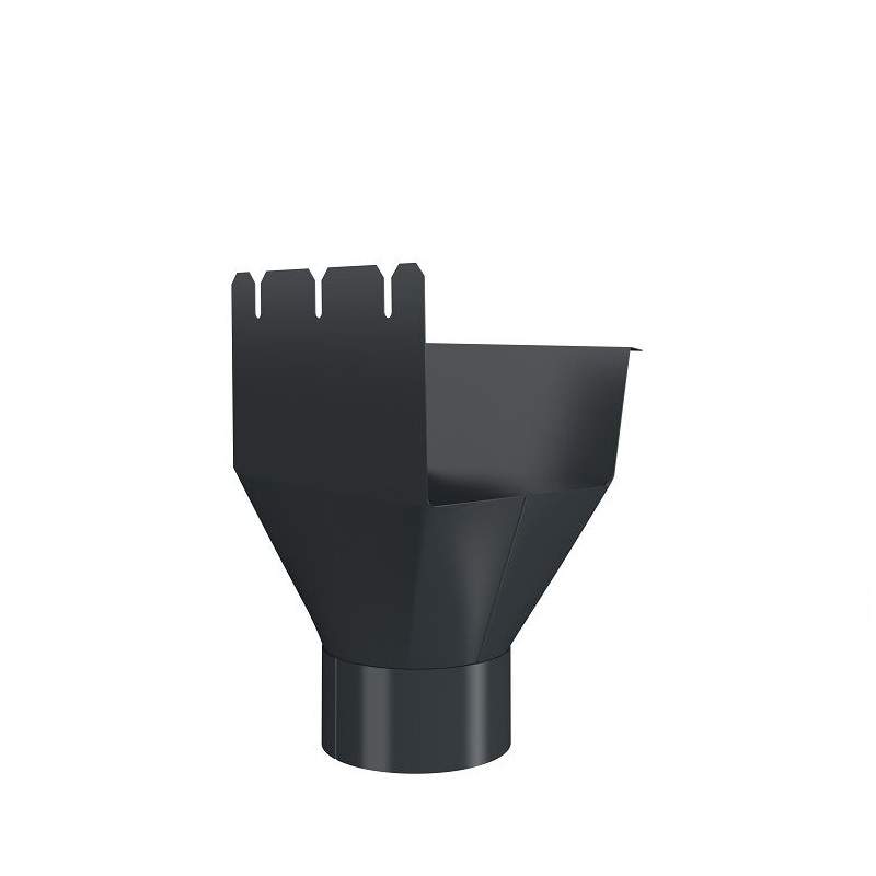 Lindab Anthracite Grey 140Mm-100Mm Rectangular Gutter Outlet - Galvanised Steel