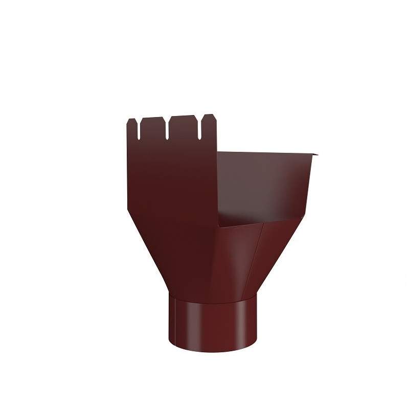 Lindab Dark Red 140Mm-87Mm Rectangular Gutter Outlet - Galvanised Steel