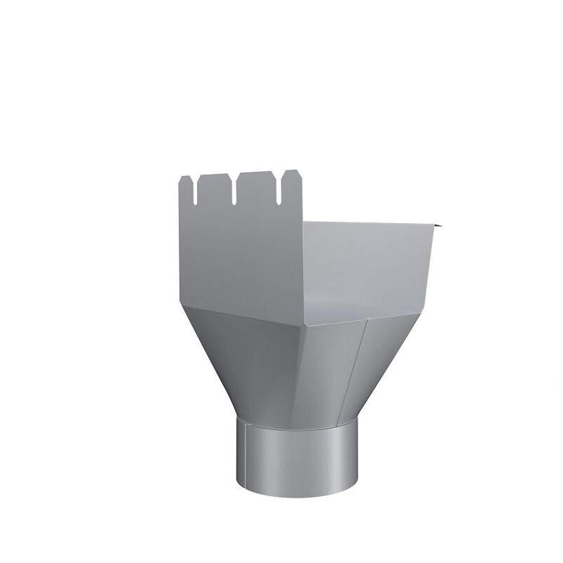 Lindab Silver Metallic 140Mm-87Mm Rectangular Gutter Outlet - Galvanised Steel