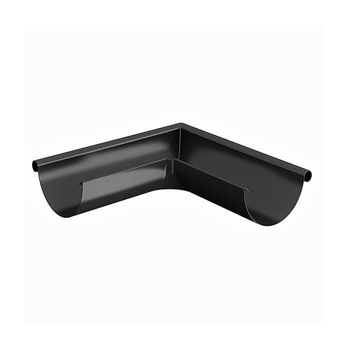 Lindab Anthracite Grey 125Mm Half Round 90Dg External Gutter Corner - Galvanised Steel