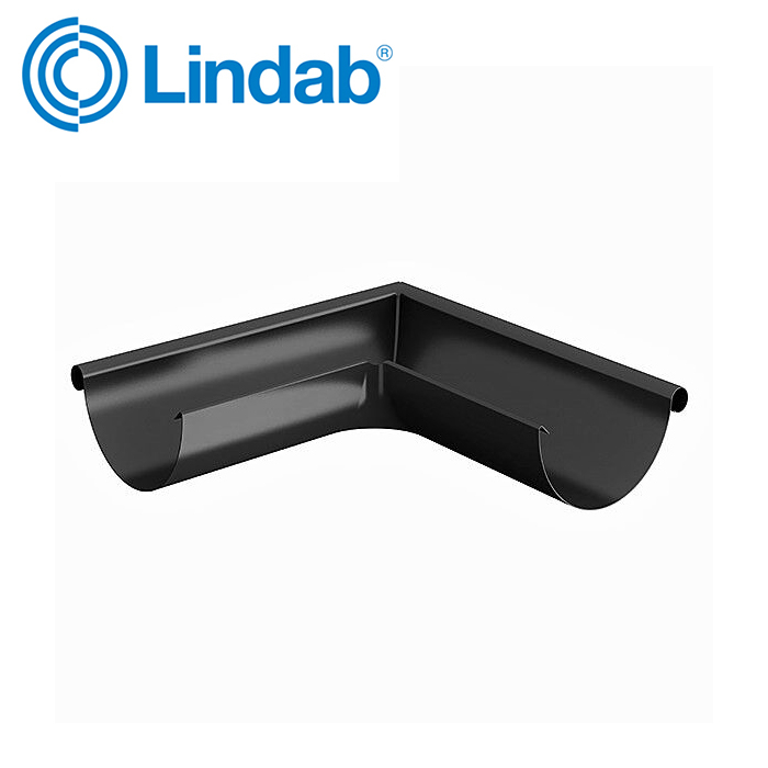 Lindab Ext. 90 Degree Half Round Gutter Angle 125mm – Anthracite Grey