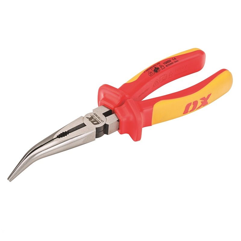 OX Pro VDE Bent Long Nose Pliers 200mm Drainage Superstore®