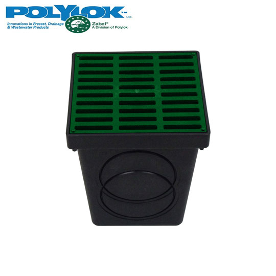 polylok-225mm-square-catch-basin-with-green-grate-and-seals-pdb-9kit-green