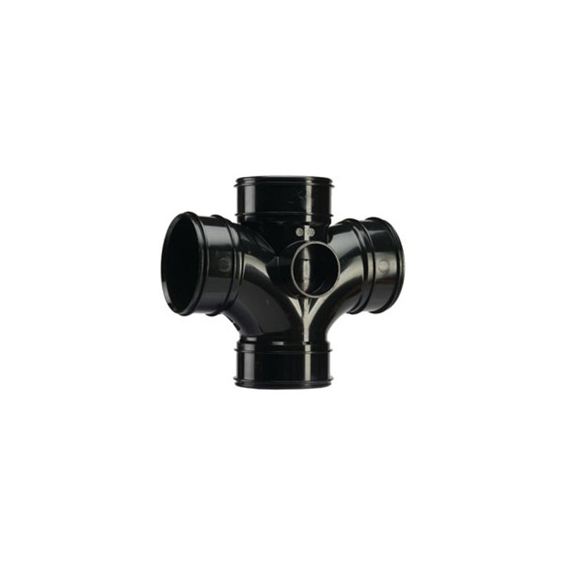 Polypipe Solvent Soil 110mm 92.5dg Double Branch Triple Socket Black