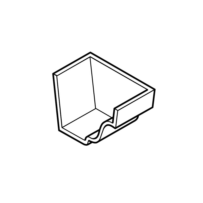 Cast Aluminium Gutter Moulded Internal RH Stopend 125 x 100mm - Black