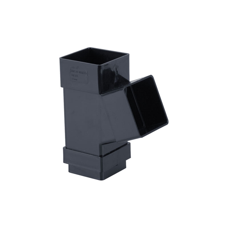 Plastic Guttering Square Downpipe 112.5dg Branch 65mm - Anthracite