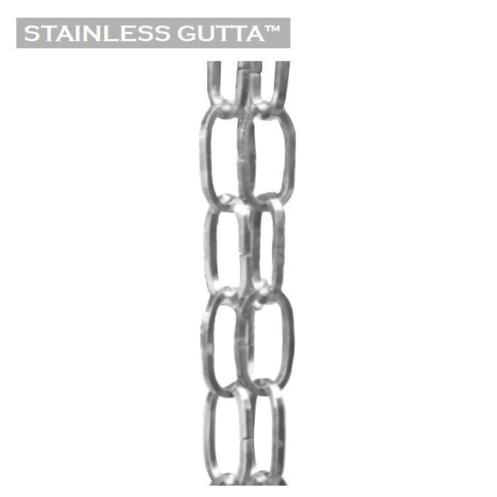 Image of Metal Gutta Stainless Steel Downpipe Solid Square Rainchain - 2.5m