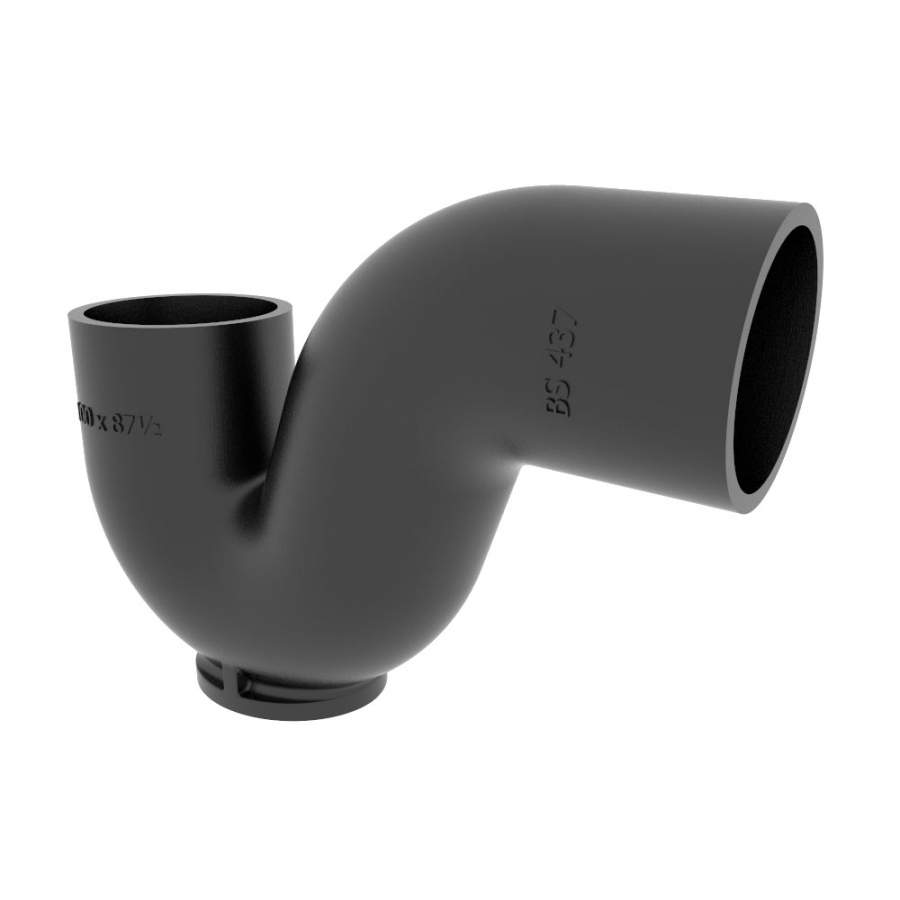 Pam Building Products Black Pam Building Cast Iron Drain Pipe 87.5 Degree Gully Trap - 150Mm