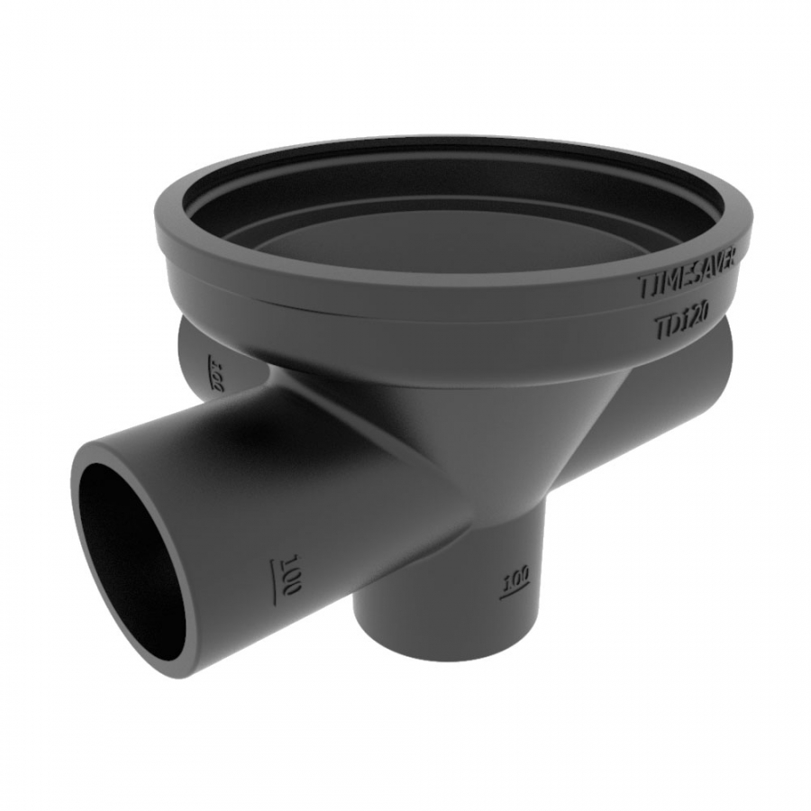 Timesaver Cast Iron Drain Pipe Tapered Gully Inlet with 100mm Inlets - 100mm x 100mm
