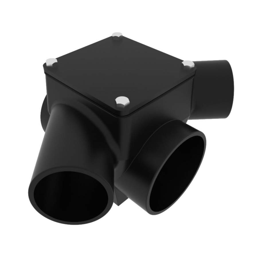 Pam Building Products Black Pam Building Cast Iron Drain Pipe Inspection Chamber With 3 Outlets - 225Mm X 150Mm