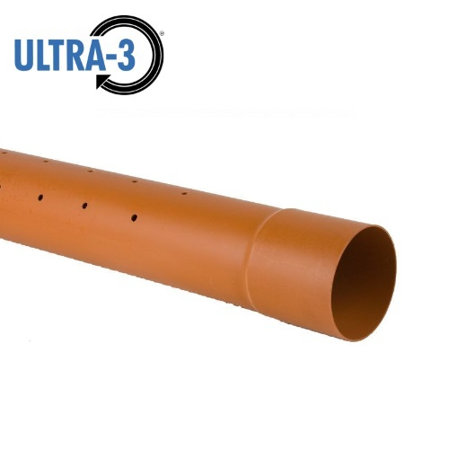 ULTRA3 Sewer Underground Perforated Drainage Pipe Single Socket 6m