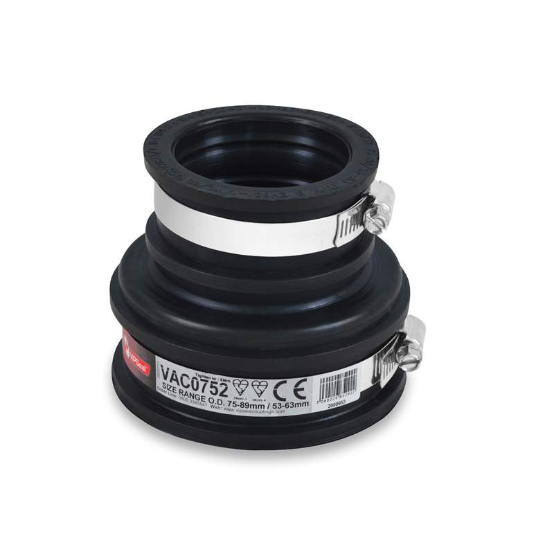 Vipseal Rubber Flexible Drainage Adaptor Coupling 89Mm To 53Mm Epdm