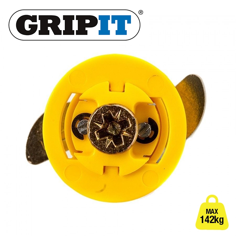 Grip It 15mm Yellow Plasterboard Fixings 142kg Max Load - Pack of 4