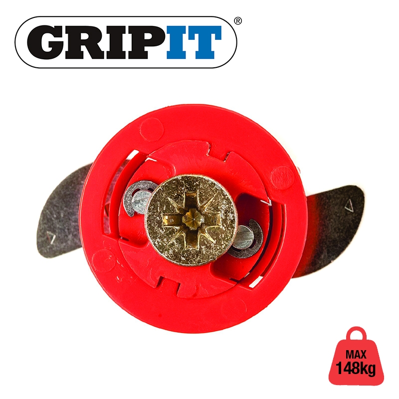 Grip It 18mm Red Plasterboard Fixings 148kg Max Load - Pack of 100